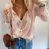 Maria | Women Elegant Boho V Neck Blouse – Pink | The Bellemont Sisters Australia