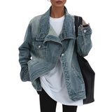 SKYE™ – Vintage Washed High Neck Asymmetric Jacket | The Bellemont Sisters Australia
