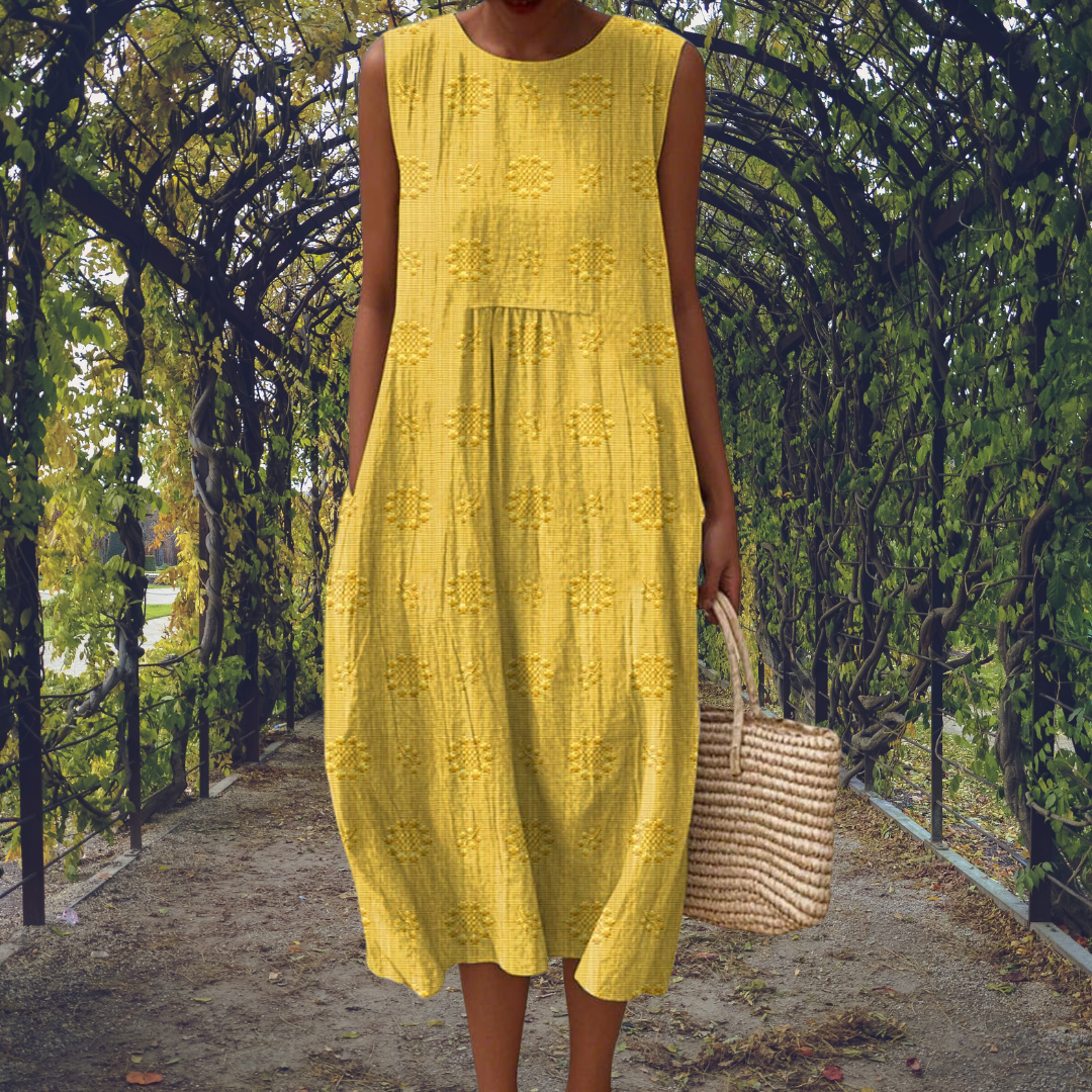 Kira | Elegant sleeveless dress with pockets – Yellow | The Bellemont Sisters Australia