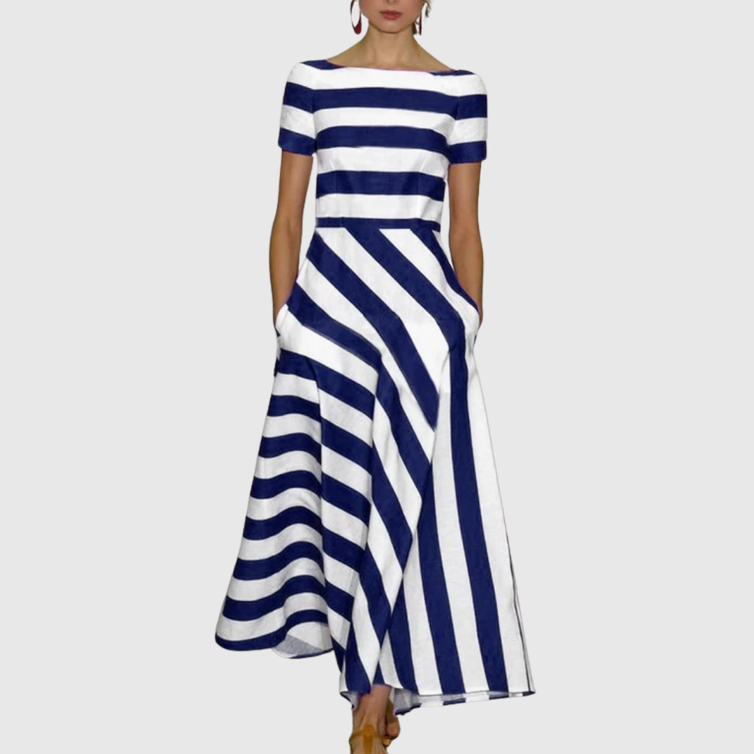 Delora | Light & Fluid Stripe Dress – Blue | The Bellemont Sisters Australia
