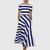 Delora | Light & Fluid Stripe Dress – Blue | The Bellemont Sisters Australia