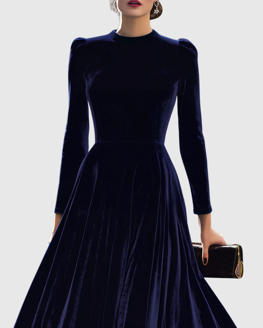 Sibella | Navy Long-Sleeve Midi Dress | The Bellemont Sisters Australia