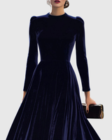 Sibella | Navy Long-Sleeve Midi Dress | The Bellemont Sisters Australia