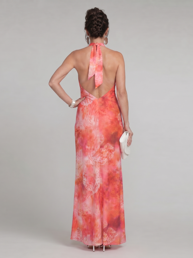 Coraline | Halter Neck Printed Pattern Maxi Dress | The Bellemont Sisters Australia