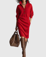 Arianell | Pure Wool Winter Knit Midi Dress – Red | The Bellemont Sisters Australia