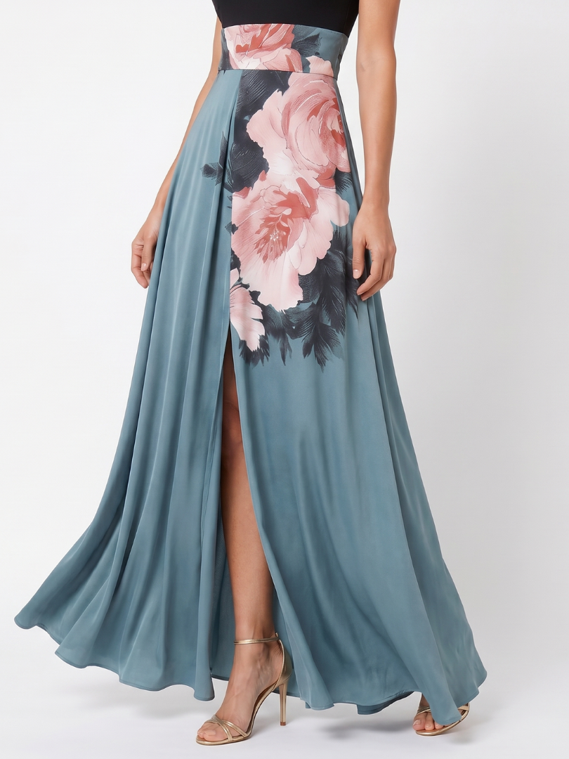 Olympas™ Halter Bodice Floral Skirt Maxi Dress | The Bellemont Sisters Australia