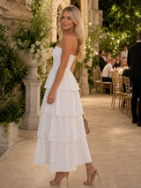 Gemma | Strapless Smocked Bodice Midi Dress | The Bellemont Sisters Australia