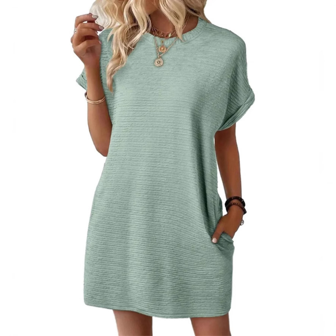 EVASHA™ – Casual Minimalist Round Neck Summer Dress – Light Green | The Bellemont Sisters Australia