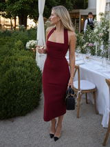 Sabre | Halter Neck Fitted Silhouette Midi Dress | The Bellemont Sisters Australia