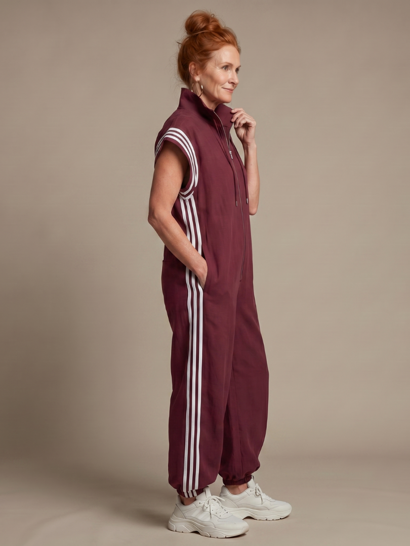 Lark | Zip Front Stripe Panel Jumpsuit | The Bellemont Sisters Australia