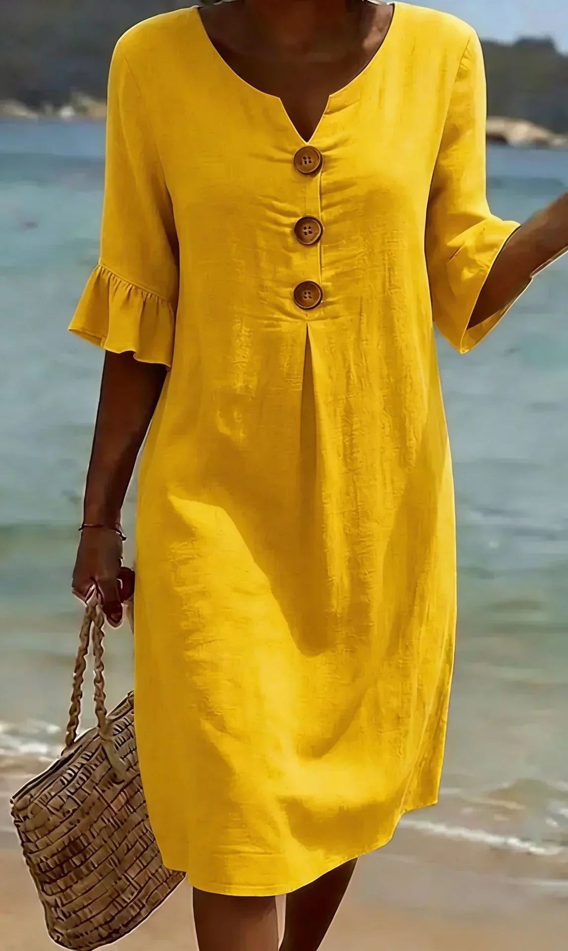 Radmila™ | Textured Long Sleeve Dress – Yellow | The Bellemont Sisters Australia