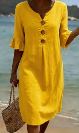 Radmila™ - Textured Long Sleeve Dress – Yellow | The Bellemont Sisters Australia