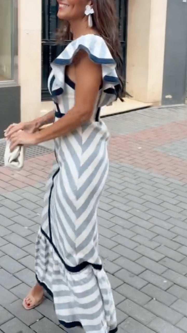 Dianne | Retro Striped Maxi Dress | The Bellemont Sisters Australia