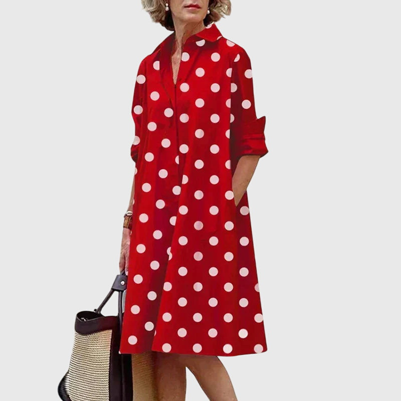 Paige - Elegant Dress With Pockets – Red/White | The Bellemont Sisters Australia