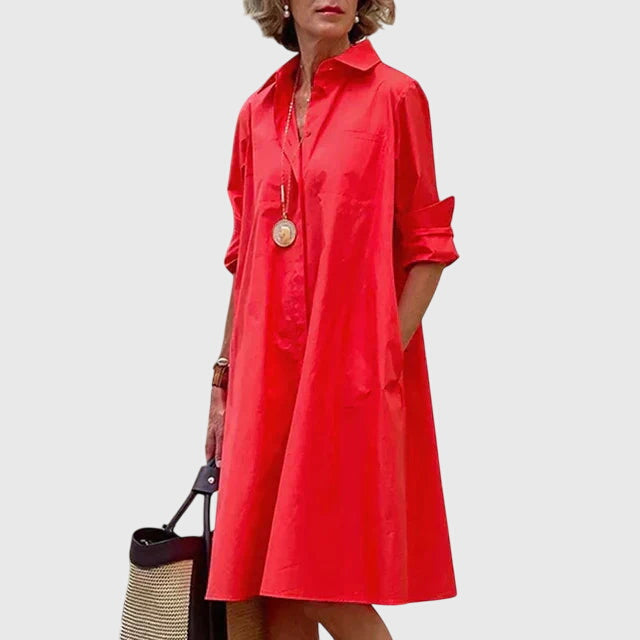 Paige - Elegant Dress With Pockets – Red | The Bellemont Sisters Australia