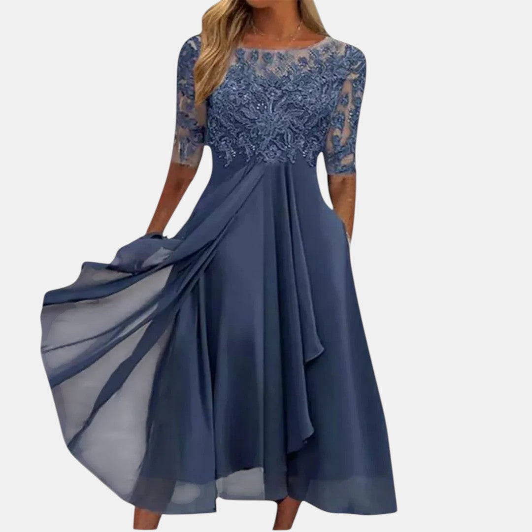Rubi™ Elegant Lace Dress – Blue | The Bellemont Sisters Australia