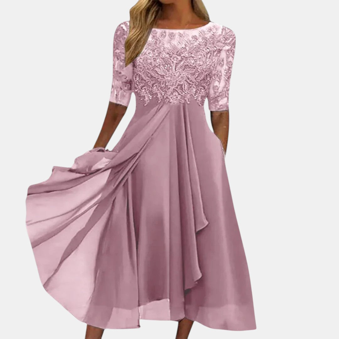 Rubi™ Elegant Lace Dress – Pink | The Bellemont Sisters Australia