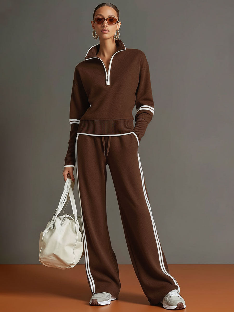 Marietta | Blouse and Wide-leg Pants – Brown | The Bellemont Sisters Australia