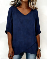 Donna | Top Irregular with V-Neck – Navy Blue | The Bellemont Sisters Australia
