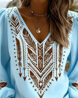 Sandra | Puffed Sleeve Blouse with Wide V-Neck | The Bellemont Sisters Australia