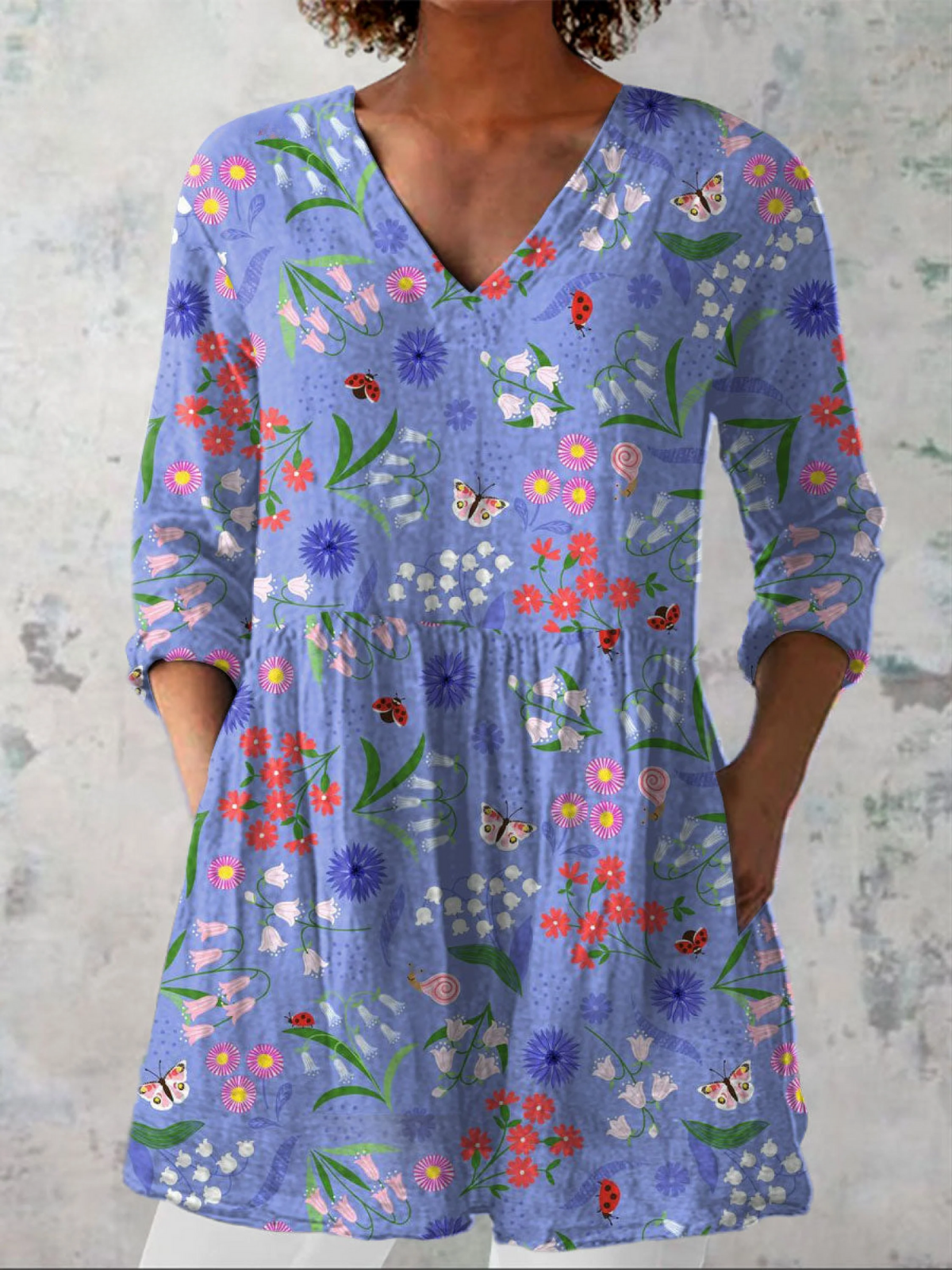 Aline | Long Blouse with V-Neck – Purple | The Bellemont Sisters Australia