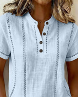 Linda | Casual Button V-Neck T-Shirt | The Bellemont Sisters Australia