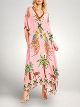 Sahara | Drop Shoulder Sleeve Coconut Tree Printed Dress | The Bellemont Sisters Australia