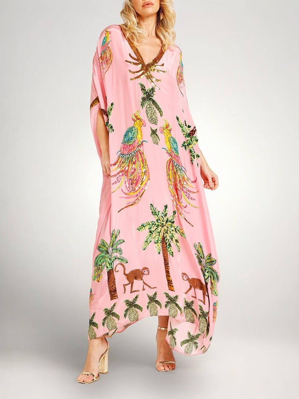 Sahara | Drop Shoulder Sleeve Coconut Tree Printed Dress | The Bellemont Sisters Australia
