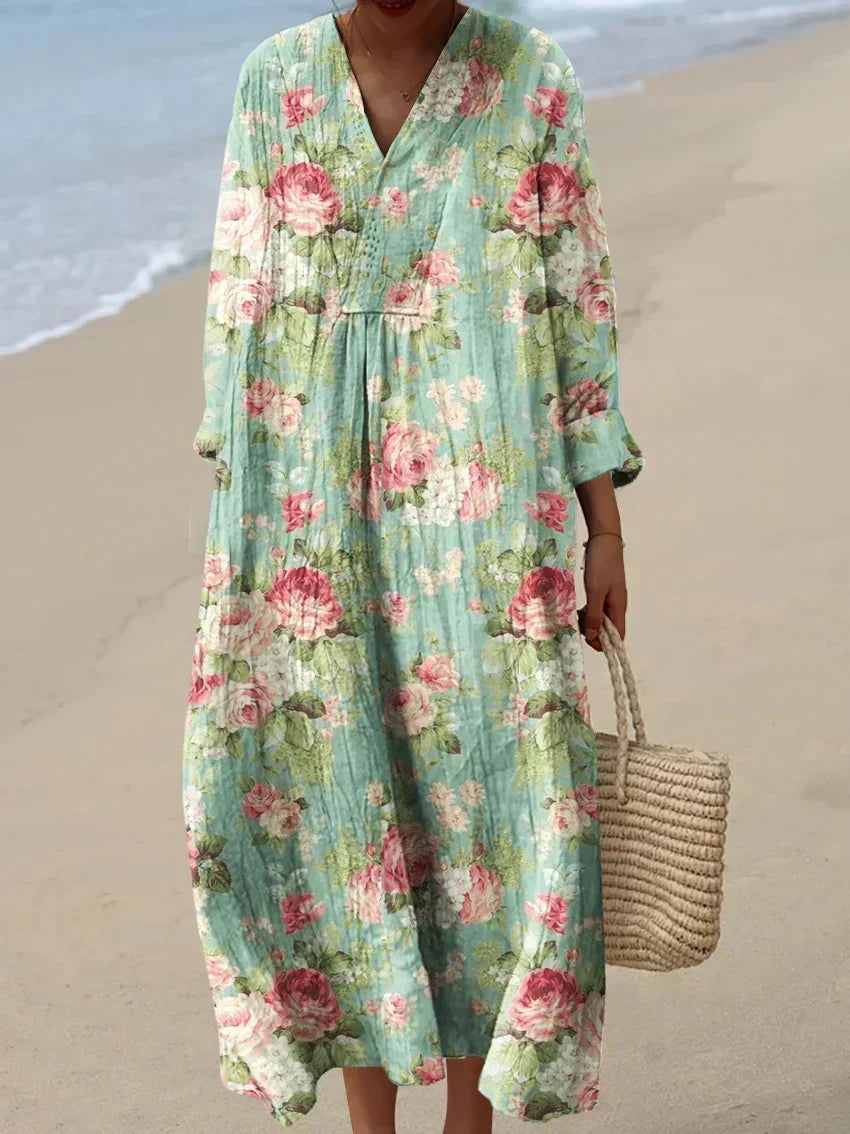 Anne | Elegant Floral Loose Fit Summer Maxi Dress | The Bellemont Sisters Australia