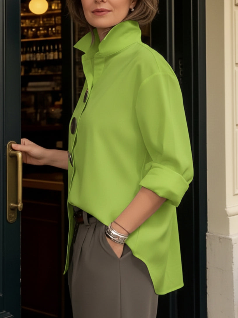 Rosaline | Statement Button Stand Collar Blouse | The Bellemont Sisters Australia