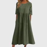 Haisley | Elegant Short-Sleeved Dress – Army Green | The Bellemont Sisters Australia