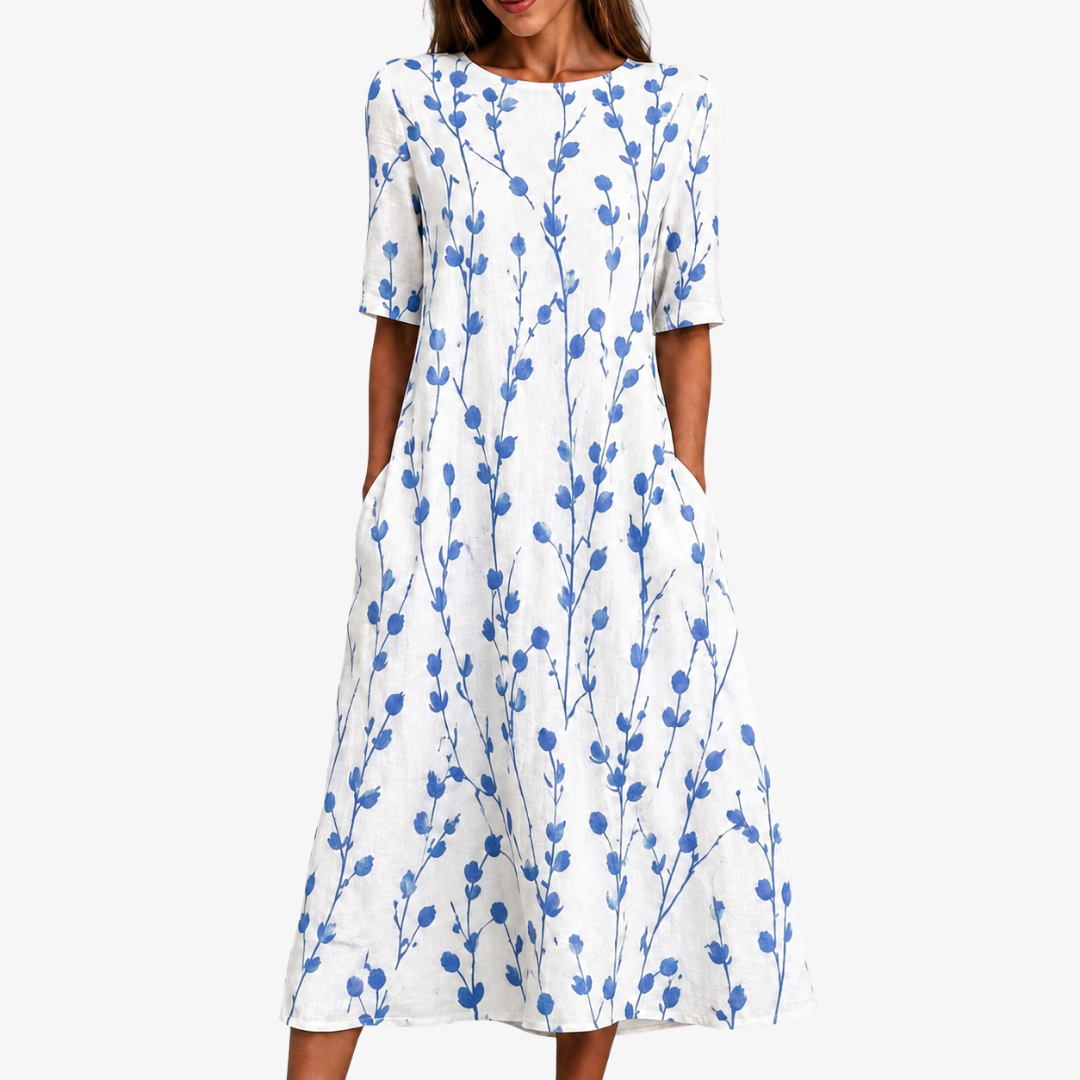 Blue Meadow Breeze Pocket Midi Dress | The Bellemont Sisters Australia