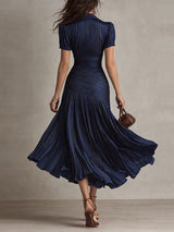 LUCIA | PLEATED STRIPED MIDI DRESS | The Bellemont Sisters Australia