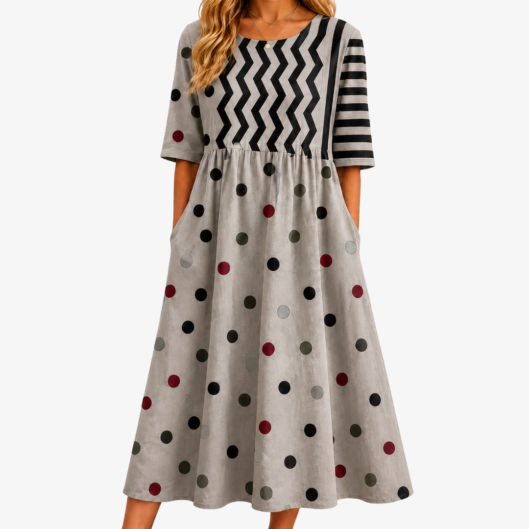 Modern Charm Mixed Print Pocket Midi Dress | The Bellemont Sisters Australia
