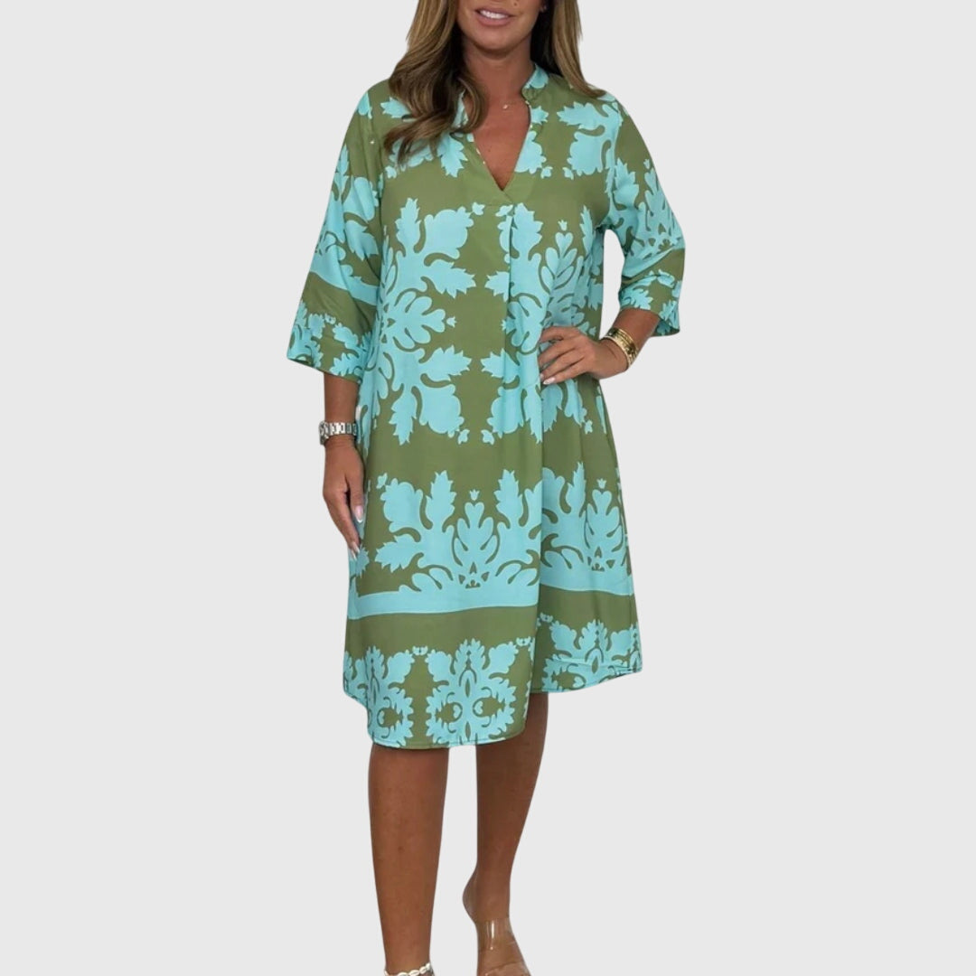 Daisy | Elegant Spring Dress – Blue/Green | The Bellemont Sisters Australia