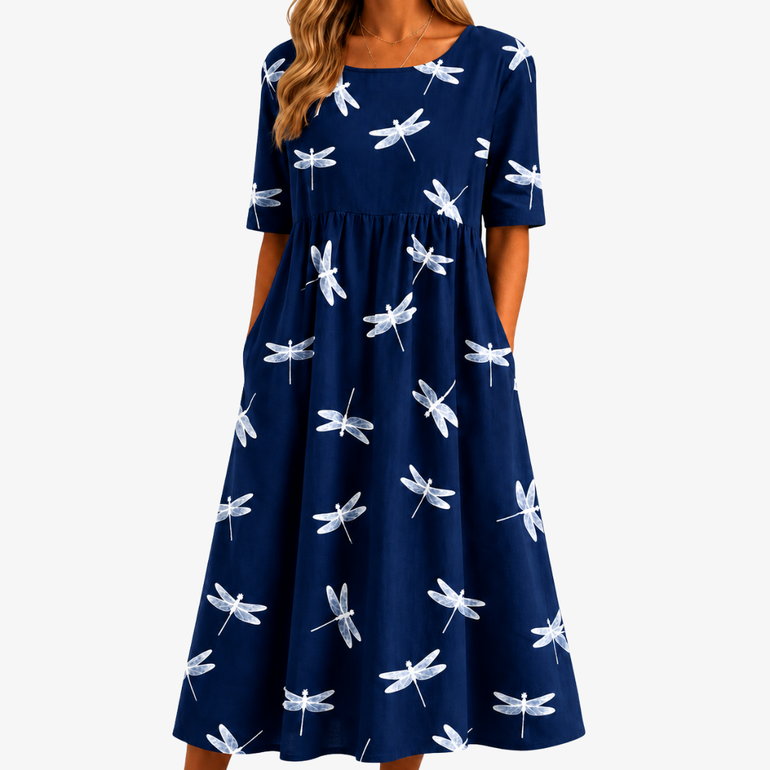 Dragonfly Breeze Pocket Midi Dress | The Bellemont Sisters Australia