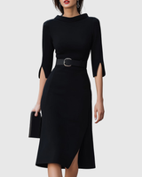 Blythewyn | Classic Black Midi Dress | The Bellemont Sisters Australia