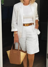 Riley - Stylish Two-Piece Suit Set – White | The Bellemont Sisters Australia