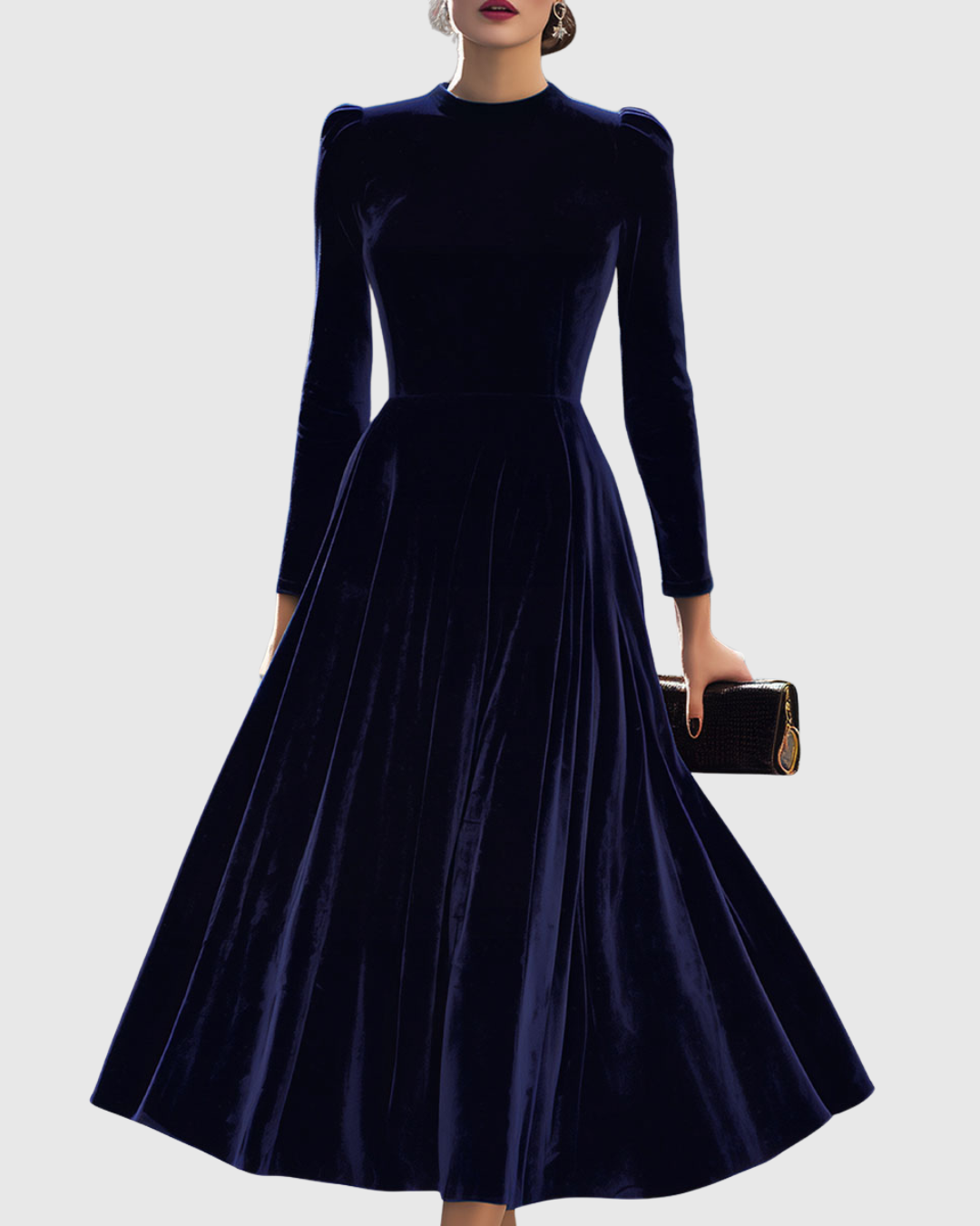 Sibella | Navy Long-Sleeve Midi Dress | The Bellemont Sisters Australia