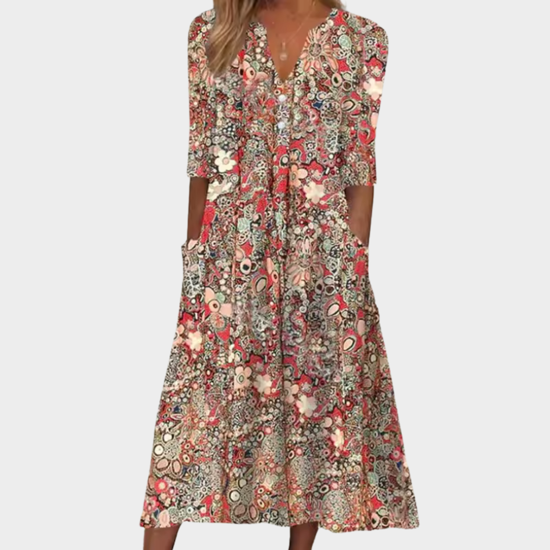 Queenie | Elegant Summer Dress – Red | The Bellemont Sisters Australia