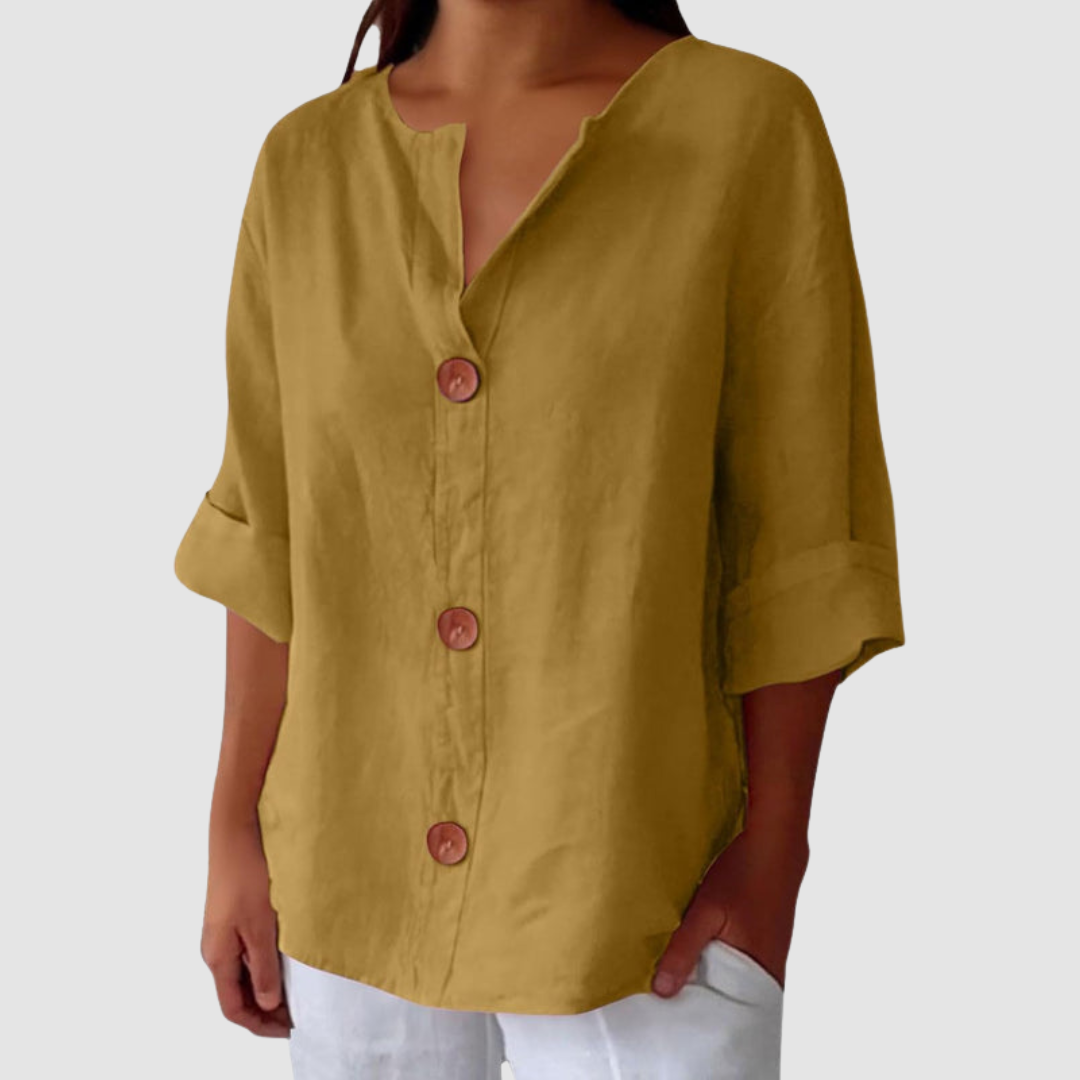 Leah™ Casual Linen Blouse – Yellow | The Bellemont Sisters Australia