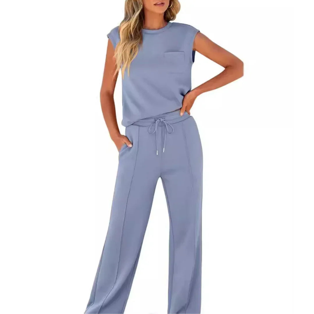 KAIYA™ – Casual Summer Lounge Co-Ord – Ocean Blue | The Bellemont Sisters Australia