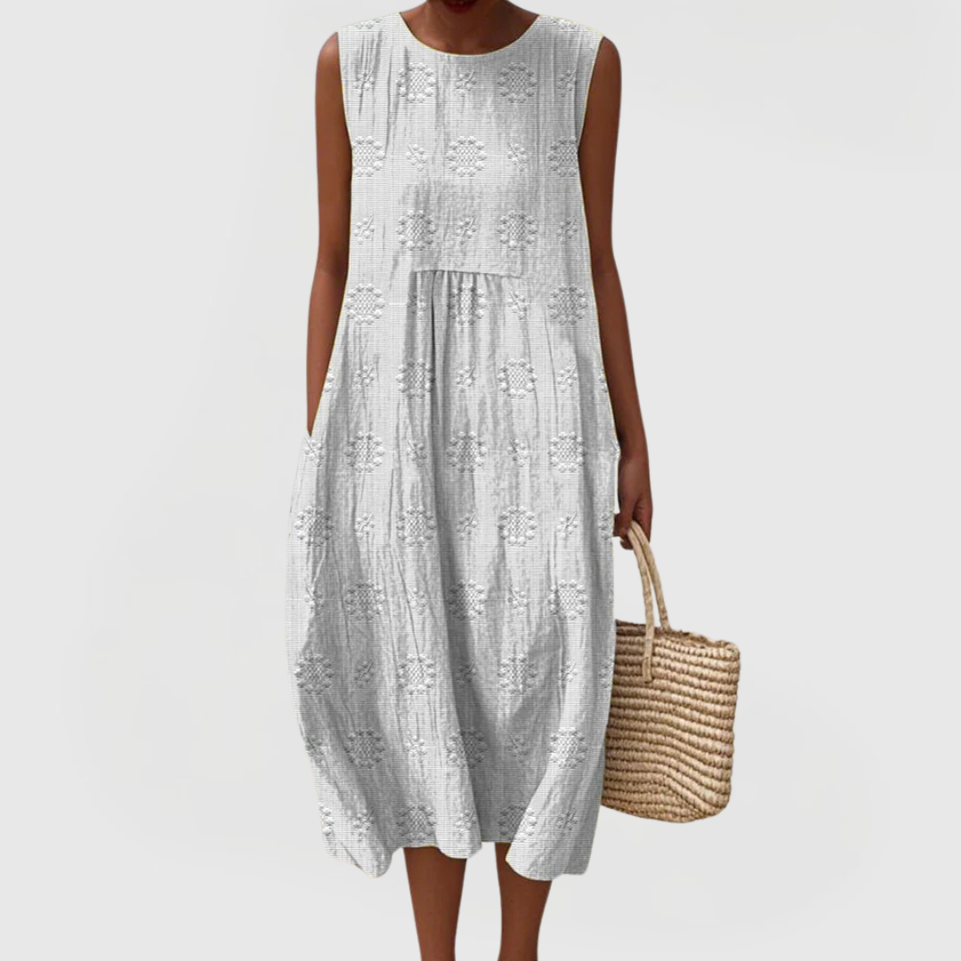 Teresa | Elegant Dress With Pockets – White | The Bellemont Sisters Australia