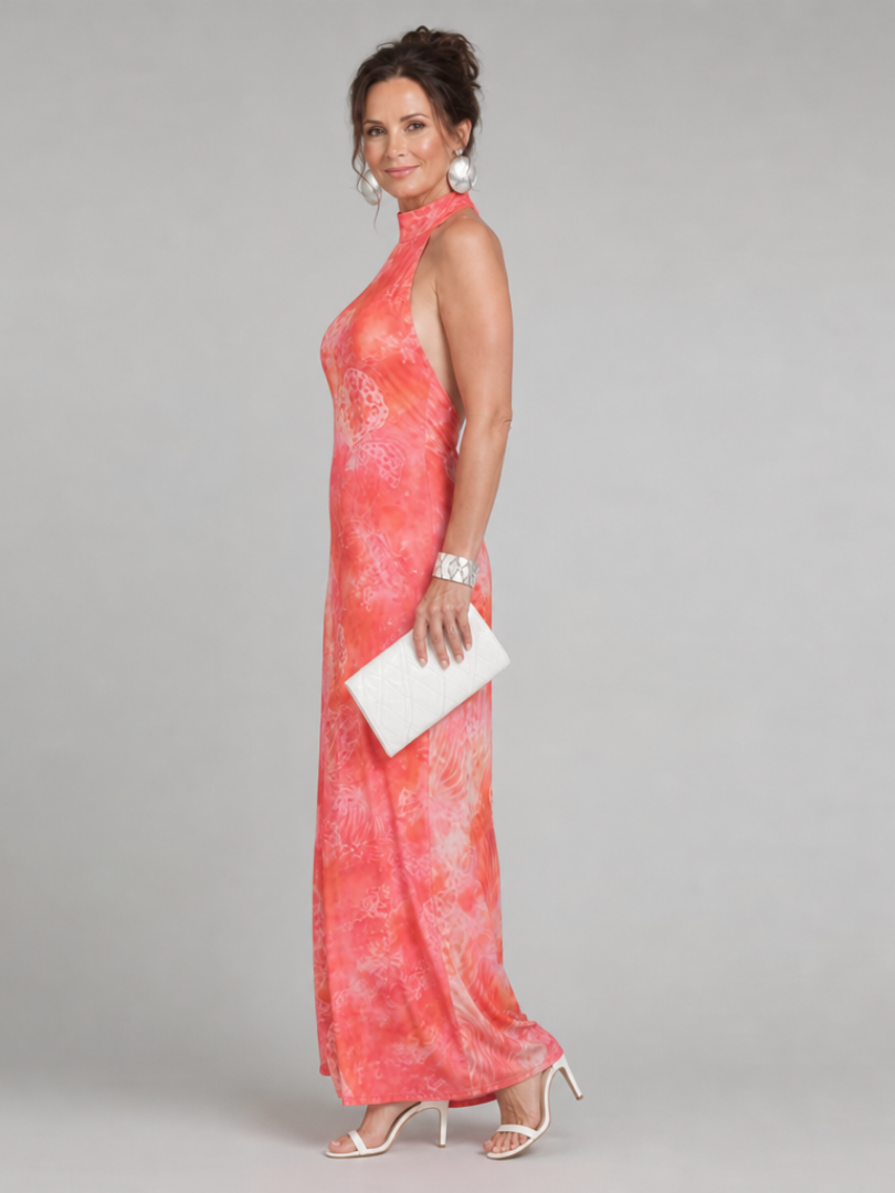 Coraline | Halter Neck Printed Pattern Maxi Dress | The Bellemont Sisters Australia