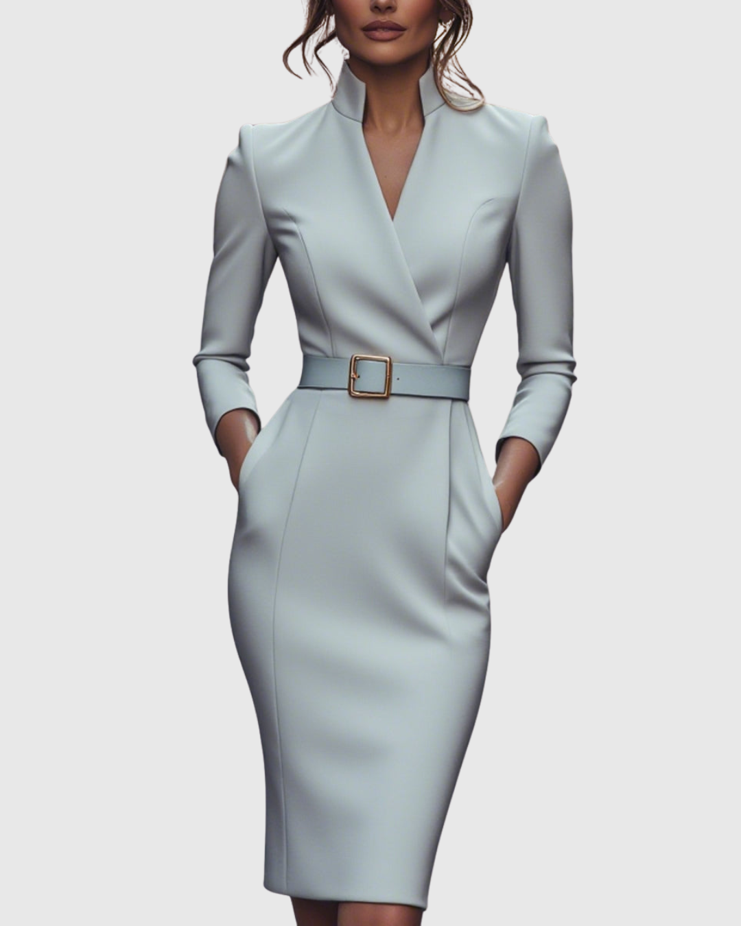 Claribel | Refined Midi Dress – Gray | The Bellemont Sisters Australia
