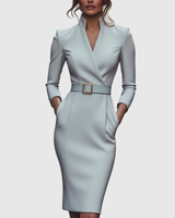 Claribel | Refined Midi Dress – Gray | The Bellemont Sisters Australia