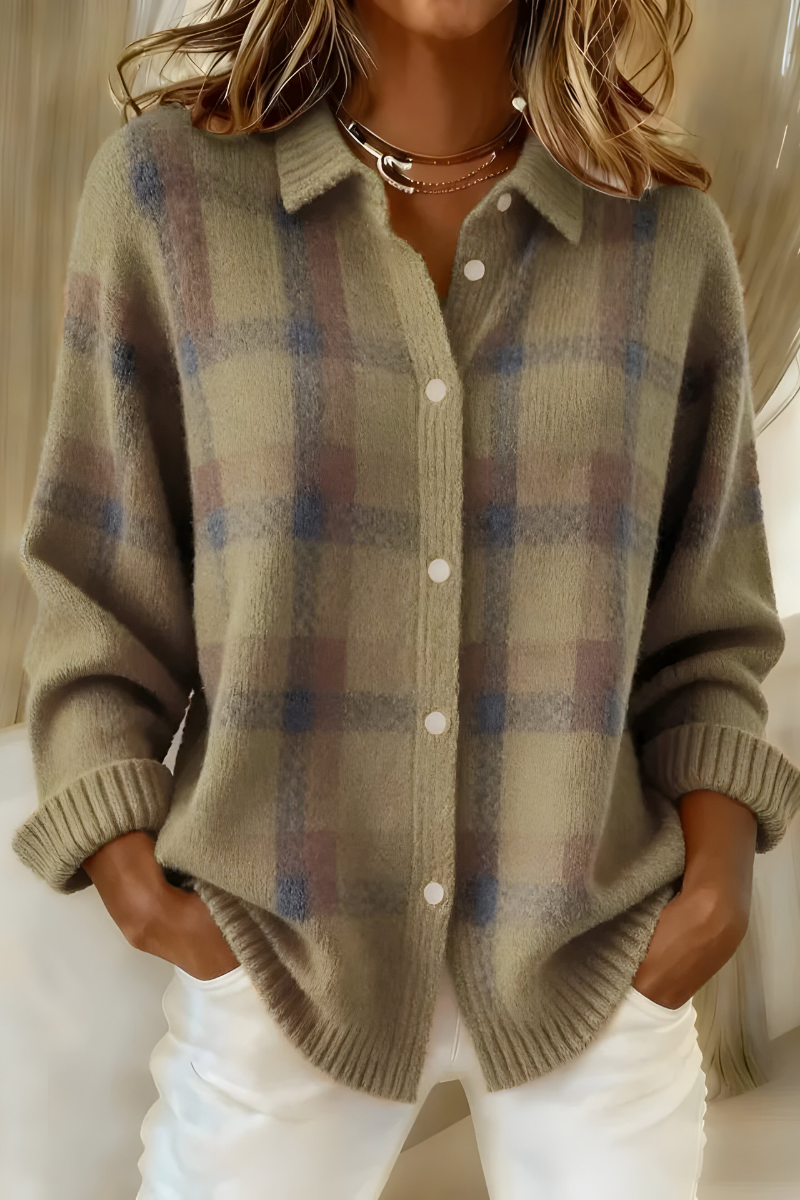 ANNA | PLAID KNIT CARDIGAN – Green | The Bellemont Sisters Australia