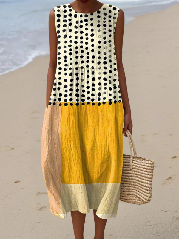 Leah™ Polka Colorblock Midi Dress – Multicolor | The Bellemont Sisters Australia