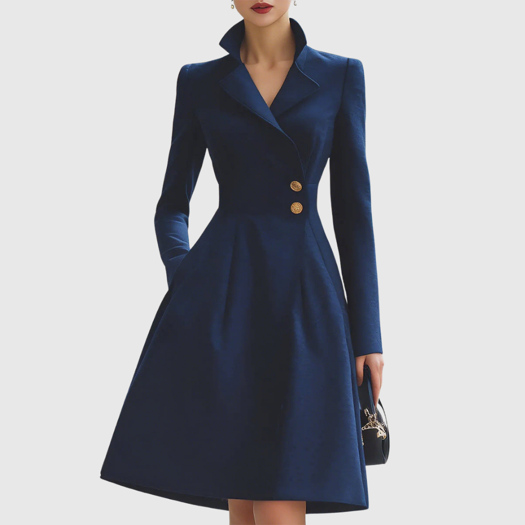 Eleanor | Navy Tailored Fit Coat Dress – Navy Blue | The Bellemont Sisters Australia