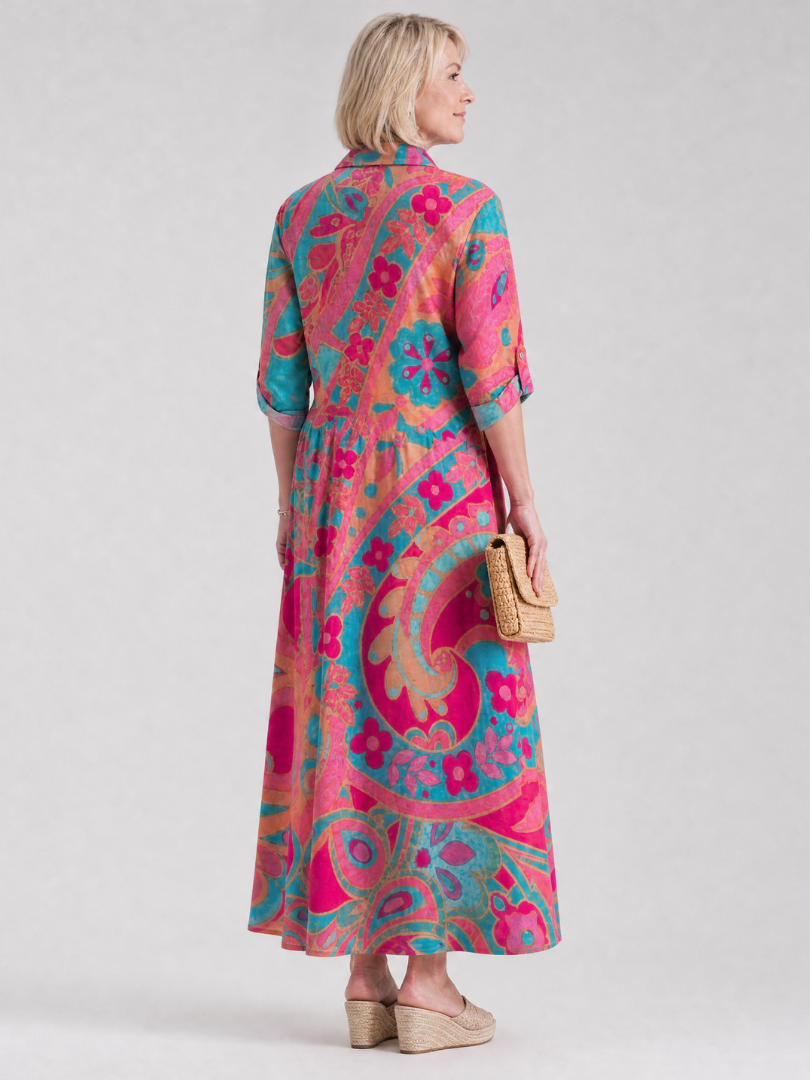 Klera | Printed Button Front Collared Midi Dress | The Bellemont Sisters Australia